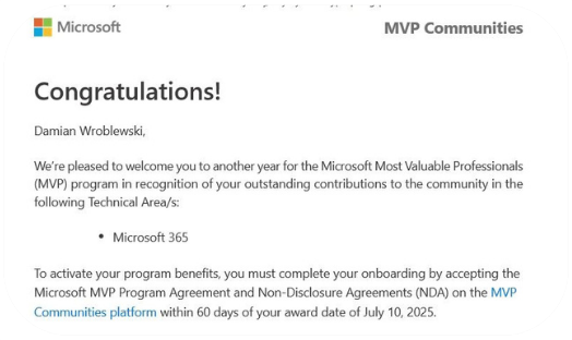Nagroda Microsoft 365 MVP